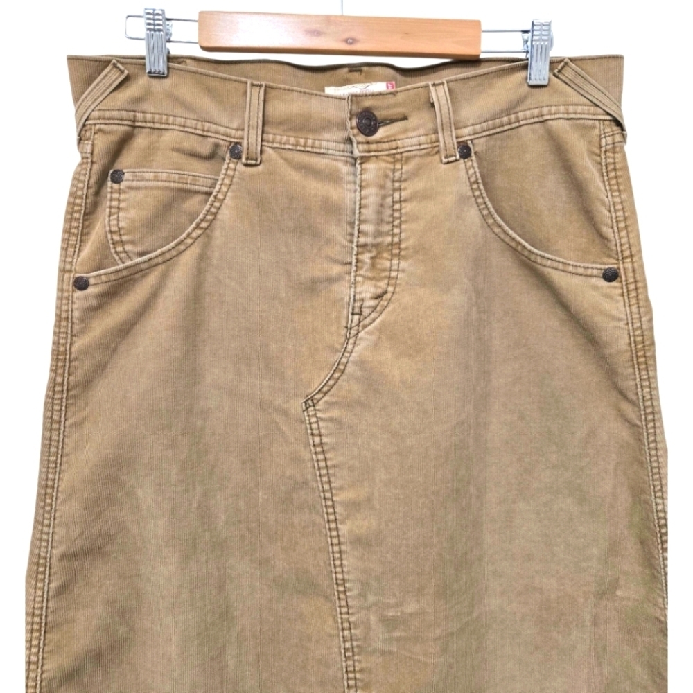 Levi's Y2K Corduroy Maxi Skirt A-line Boho Tan Women's Size Medium Juniors 11 - Picture 4 of 13